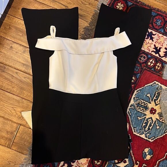 ABS by Allen Schwartz Two Toned off-the-shoulder Jumpsuit - Picture 4 of 9